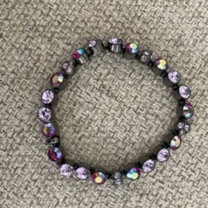 Givenchy - RARE FIND 7 1/2" bracelet gun metal & pink & purple crystals
